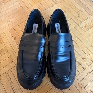 Steve Madden Black Chunky Penny Loafers